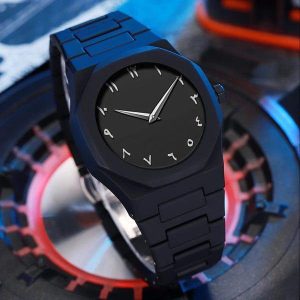 Men's Black Stainless Steel Chain Watch - 1 Pc