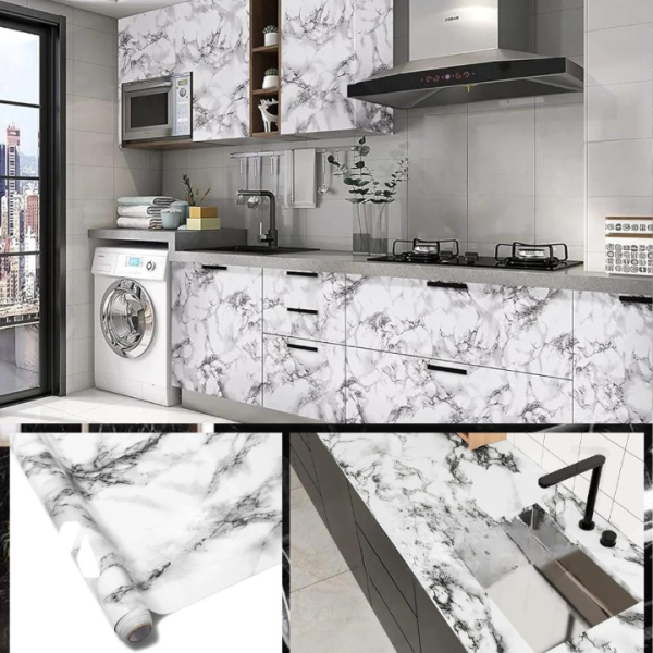 Self Adhesive Black Marble Sheet Sticker For Kitchen,(60×200) Cupboard, Wall – Anti Oil And Heat Resistant Wallpaper - Image 7
