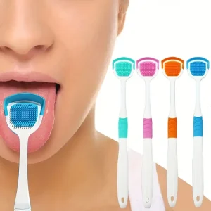 Tongue Cleaner Brush with Soft Silicone Bristles – Oral Hygiene Tool for Fresh Breath & Bacteria Removal -  Tongue Cleaner - Tongue Scraper - Bad Breath Remover - Random Color