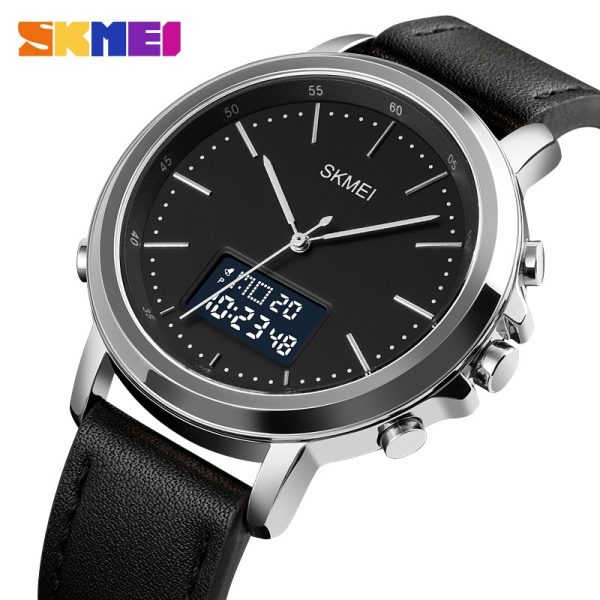 SKMEI Men's Fashion Digital Watch Analog Leather Multifunctional Waterproof Men's Watch 1652 | Skemi Men Digital Analog Watch - Without Box - Image 4