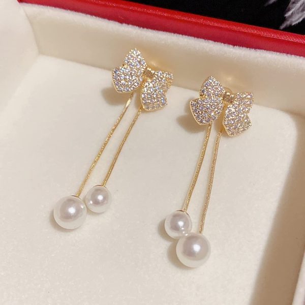 Elegant Bow Style Zircon Earings / Earring for Women Simple Elegant Sweet Korean Style Girls Female Jewelry - Image 3