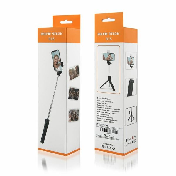 Selfie Stick Tripod R1S Bluetooth Remote Control Tripod Selfie Stick New Model with Wireless Remote Shutter Compatible with All Cell Phones - Selfie Stick with Light - Image 3