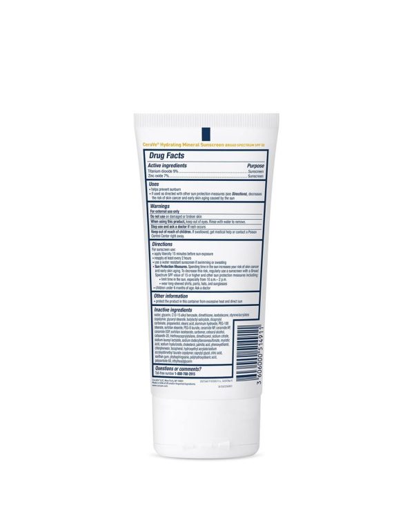 CeraVe Hydrating Mineral Sunscreen SPF 100 ml - CeraVe Hydrating Sun Block | Best Skin Care Sunscreen - Image 6