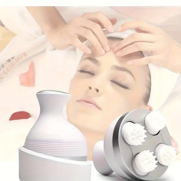 Scalp Massager, Electric Meridian Massage with 4 Moveable Massage Cluster, Rechargeable Portable Washable Head Massager to Relieve Fatigue and Hair Loss - Image 7