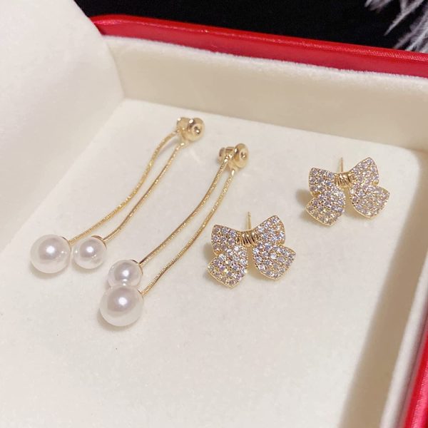 Elegant Bow Style Zircon Earings / Earring for Women Simple Elegant Sweet Korean Style Girls Female Jewelry - Image 2