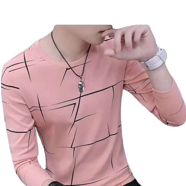 Fancy Cotton Jersey Full Sleeves T Shirt For Men | Best Quality Full Sleeves T Shirt For Men | T Shirt For Boys - Pink T-Shirt with Black Print  - Image 3