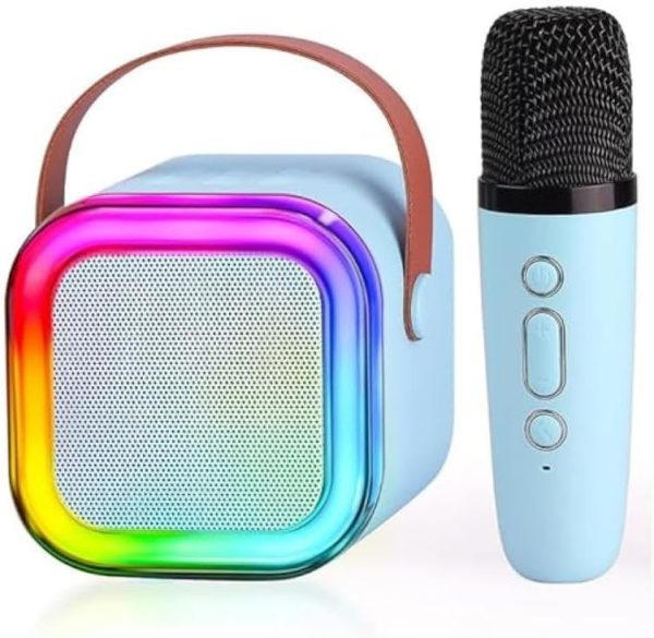 K12 Wireless Audio Microphone Bluetooth Speaker Portable Stereo Speaker Bluetooth Speaker Karaoke Speaker with double Mic (random color)