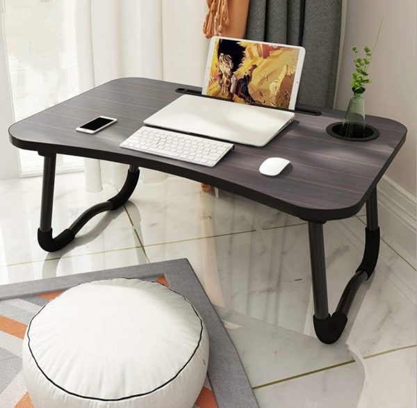 Wooden Laptop Table - Laptop Stand - Floor Table - Laptop table - Drawing Desk - Bed Tray Table Fold-able - Table Notebook Stand Reading Holder - Study Table - Portable Desk - Random Color - Image 9