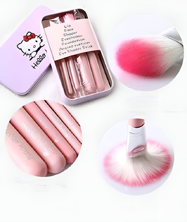 07 PCs Kitty Style Brushes  Makeup Brush Set | Complete Brush Kit for Professional and Beginner (Pink Color) - Image 8