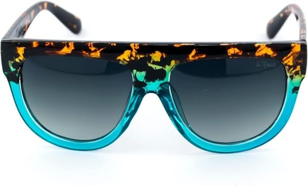 Gradient Oversized Square Sunglasses – Tortoiseshell & Aqua Blue - Image 2