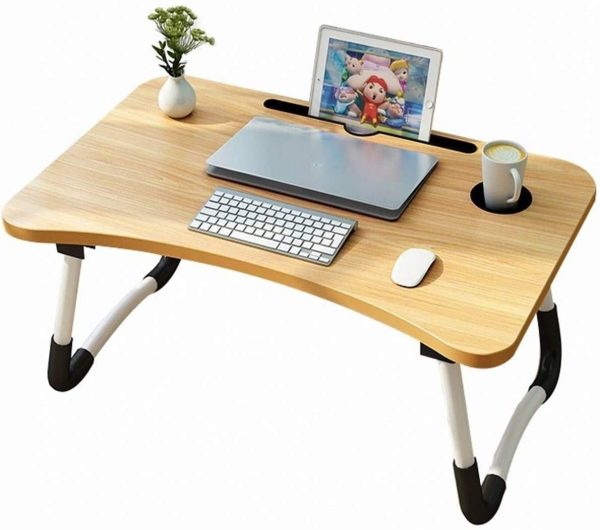 Wooden Laptop Table - Laptop Stand - Floor Table - Laptop table - Drawing Desk - Bed Tray Table Fold-able - Table Notebook Stand Reading Holder - Study Table - Portable Desk - Random Color - Image 10