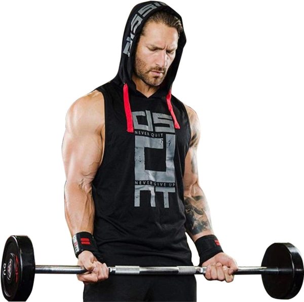 Black Gym Sleeveless Hood Tracksuit - Black Gym Sleeveless Hood Summer Tracksuit - Ready to Wear 2-Piece Set | Men's Sports & Jogging Wear  - Image 6