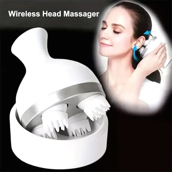 Scalp Massager, Electric Meridian Massage with 4 Moveable Massage Cluster, Rechargeable Portable Washable Head Massager to Relieve Fatigue and Hair Loss - Image 4