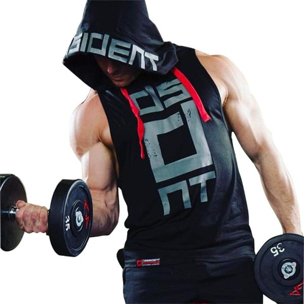 Black Gym Sleeveless Hood Tracksuit - Black Gym Sleeveless Hood Summer Tracksuit - Ready to Wear 2-Piece Set | Men's Sports & Jogging Wear  - Image 5