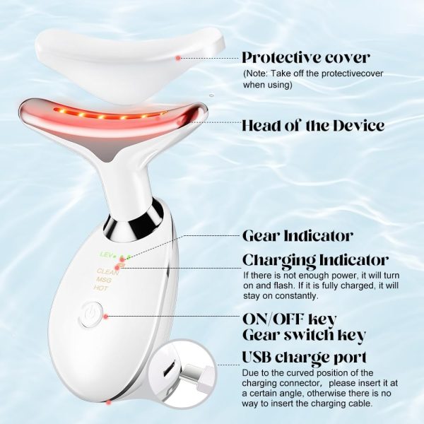 Massager for Face Lifting Facial Massagers EMS Neck Eye Massage Instrument Vibrator Microcurrents Red Light Therapy Anti Wrinkle - Random Color - Image 3
