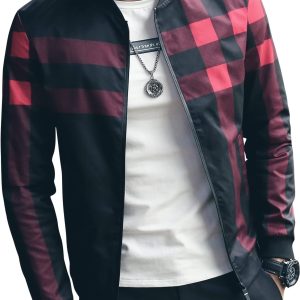 Men's Stylish Zipper Jacket with Contrast Checked Zipper | Jacket For Men's & Boys | Stylish Jacket For Formal & Casual Wear | Checked Design Jacket