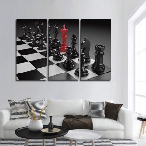 Chess Metal Wall Art Set – 8x11 Inches Each | Modern Game Room & Office Decor