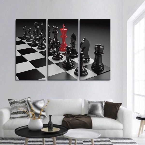 Chess Metal Wall Art Set – 8x11 Inches Each | Modern Game Room & Office Decor