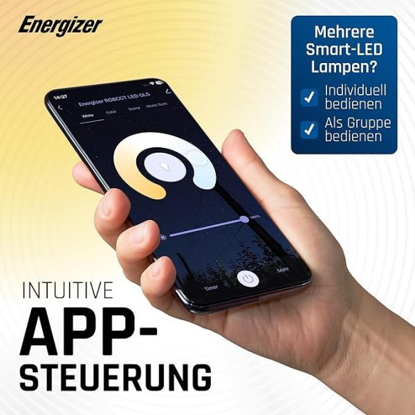 Energizer Smart LED Multicolor Dimmable WiFi Bulb, 5.5W, App Controllable, Home Bulb, with Alexa, Google and Siri, No Hub Required, Lamp Holder E14 - Image 6