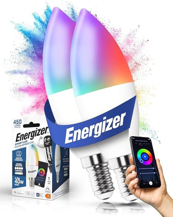 Energizer Smart LED Multicolor Dimmable WiFi Bulb, 5.5W, App Controllable, Home Bulb, with Alexa, Google and Siri, No Hub Required, Lamp Holder E14 - Image 4