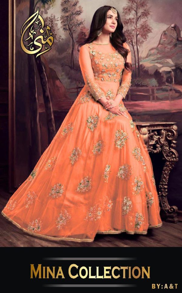 2 Pcs Women's Stitched Embroidered Frock And Trouser