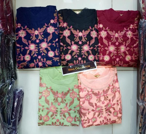 2 Pcs Women's Stitched Embroidered Frock And Trouser - Image 2