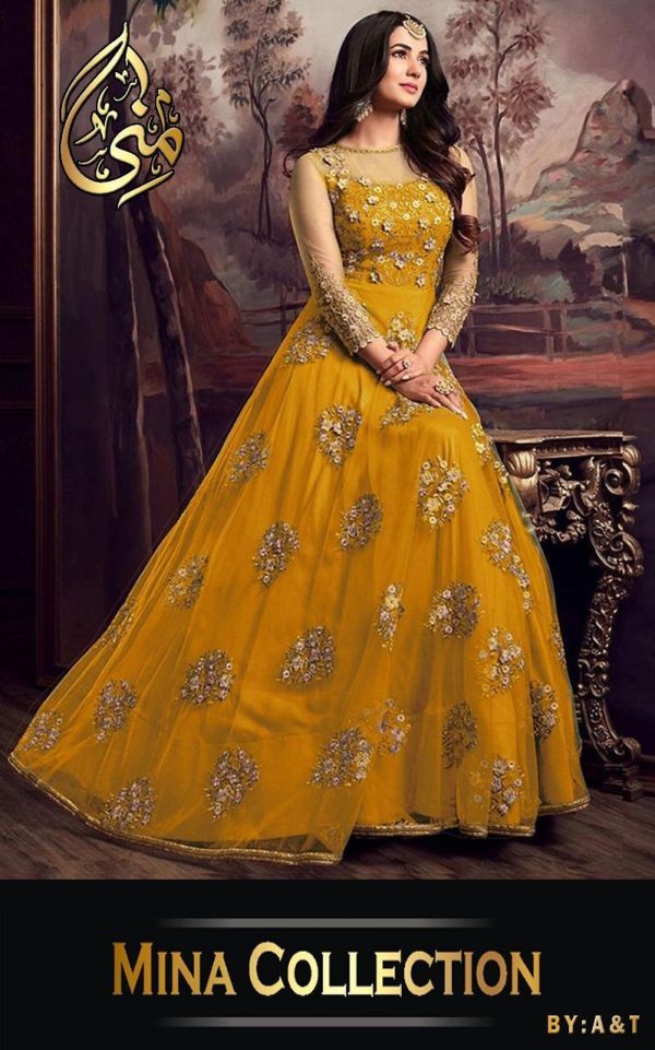 2 Pcs Women's Stitched Embroidered Frock And Trouser - Image 3