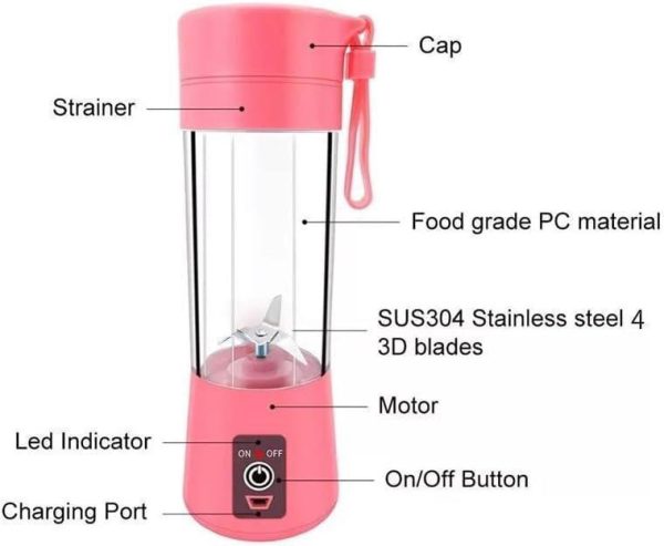 Mini Portable Juicer Blender USB Rechargeable, 380 Ml - Image 4