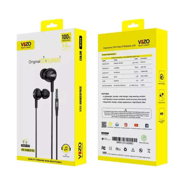VR9 Micro – Premium Wired Earphones with Dual IC Mic | Best Quality Hands-Free | Headphone | Hands-Free For Mobile Phone | Android Vr9 Micro Hands-Free - Image 4