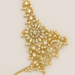 Adjustable Pearl Moti Angla For Girls And Ladies | Specially For Wedding And Special Occasion | 1 Angla For 1 Hand (Without Box) | Metal Body With Pearl Moti Beads