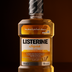 Listerine Miswak Mouthwash 500ml – Deep Cleaning Mouth Freshener with Miswak Extract for Oral Hygiene and Fresh Breath