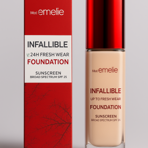 Emelie Infallible Fresh Wear Liquid Foundation with Sunscreen SPF 25 – Lightweight Coverage for Smooth, Flawless Skin