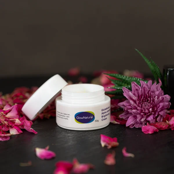 Glow Natural Glutathione and Alpha Arbutin Skin Brightening Cream 50g Advanced Formula for Even Skin Tone, Radiance, and Dark Spot Reduction