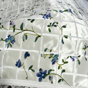 01 Meter Beautiful White Floral Dastarkhwan with Intricate Lace Border - Perfect for Traditional Dining | Dastarkhwan (30*49 inch)