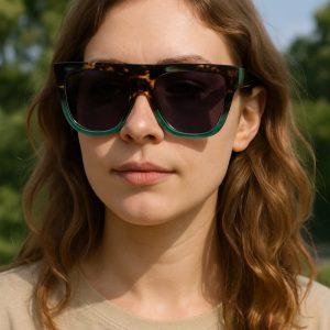 Gradient Oversized Square Sunglasses – Tortoiseshell & Aqua Blue