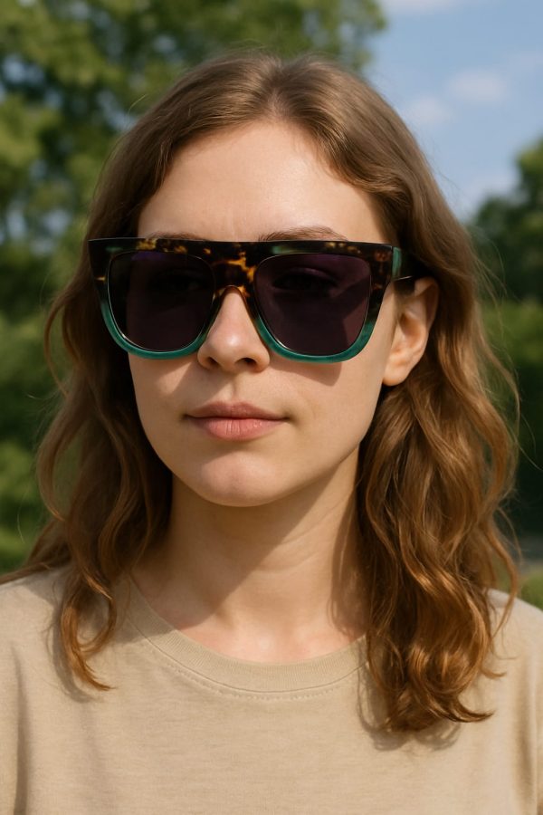 Gradient Oversized Square Sunglasses – Tortoiseshell & Aqua Blue
