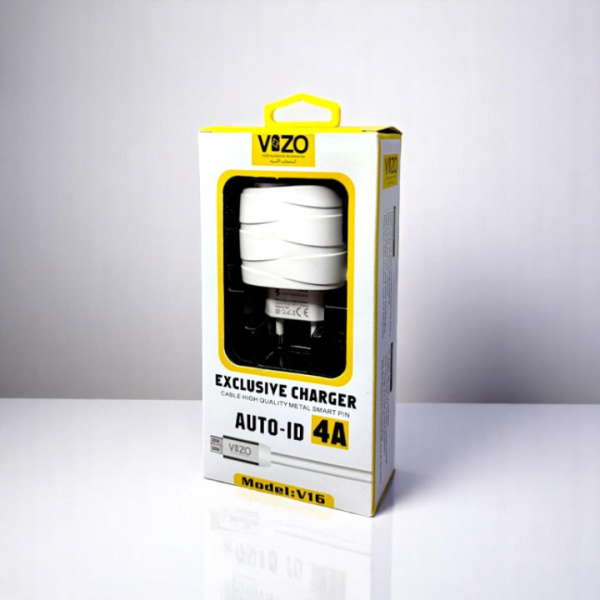 Vizo V16-Type-C – 4A Smart Fast Charger (3 USB Ports + Built-in Type-C Cable) | Best Quality Type-C Charger For Android - Mobile Phone Charger - Android Charger - Image 5