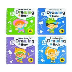 Reusable Groove Control Pen Drawing Books / 4 Pcs Reusable Books /  5 refills