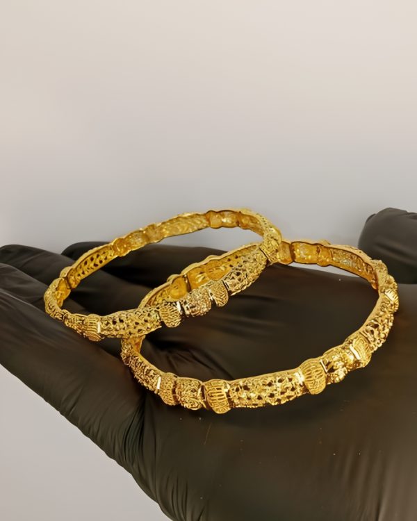 Luxurious gold plated Bangle set for girls and women - pair of gold plated Bangle set - 2.5inch without box - gold plated - for special occasion and wedding - Image 4