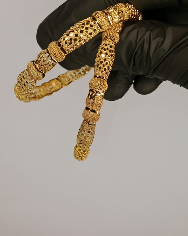 Luxurious gold plated Bangle set for girls and women - pair of gold plated Bangle set - 2.5inch without box - gold plated - for special occasion and wedding - Image 3