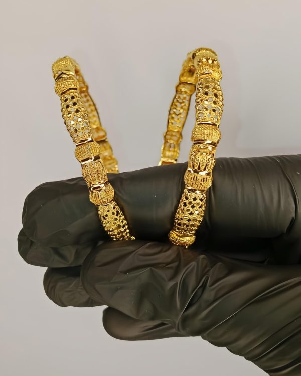 Luxurious gold plated Bangle set for girls and women - pair of gold plated Bangle set - 2.5inch without box - gold plated - for special occasion and wedding