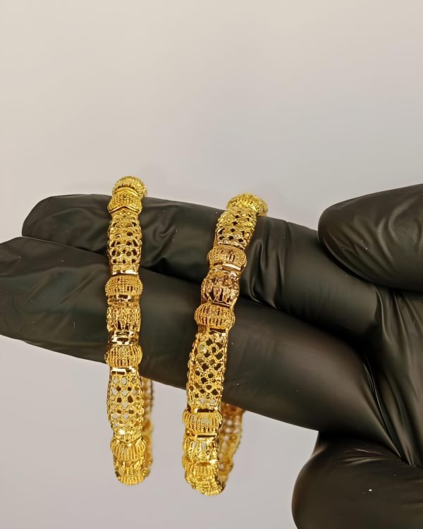 Luxurious gold plated Bangle set for girls and women - pair of gold plated Bangle set - 2.5inch without box - gold plated - for special occasion and wedding - Image 2