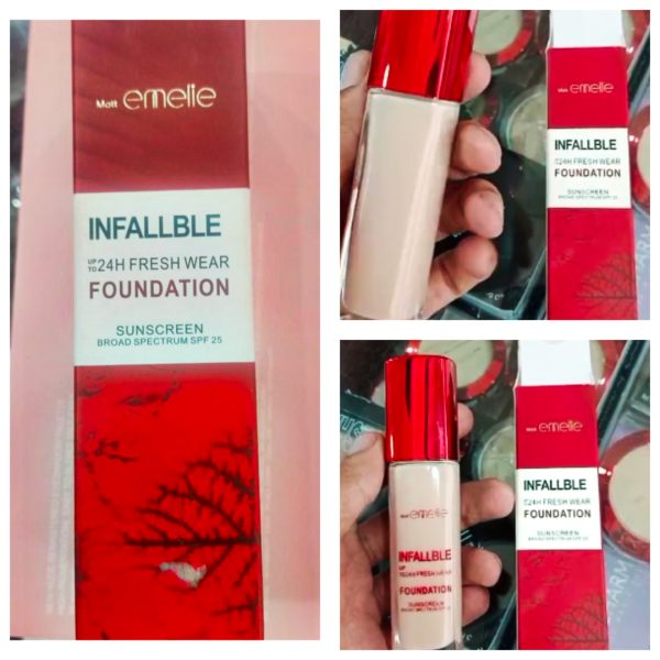 Emelie Infallible Fresh Wear Liquid Foundation with Sunscreen SPF 25 – Lightweight Coverage for Smooth, Flawless Skin - Image 2