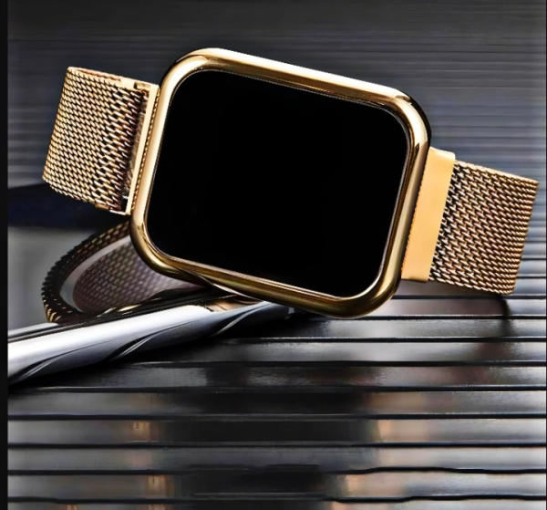 Touch LED Magnet Watch Fashion Casual Sports Men's Watch Touch Smart LED Digital Watches Electronics Wrist Watches for Men Women Square Clock Golden (Without box)