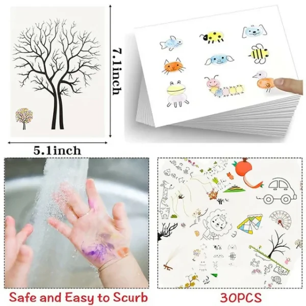 Finger Paintings for Kids | Children's Books |  Art Painting Supplies Gift,30 Sheets 12 Assorted Colors - Image 2