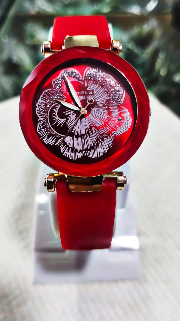 Silicone Strap Women's Watch with Stainless Steel Dial Red/Purple/Pink (Without Box)