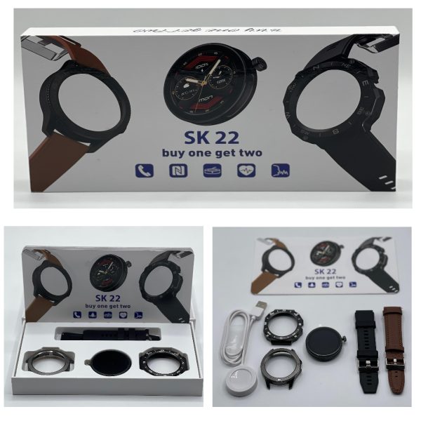 SK 22 Smartwatch With 2 Watch Body And 2 Stripes AMOLED Display | Smart Watch For Men & Boys | Digital Watches | Smart Watch