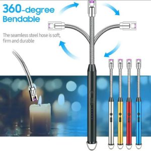 Arc Lighter With Usb Charging,flameless Windproof,led Battery Display,safety Switch | rotate 360 Degrees, for Aromatherapy (random Colors)