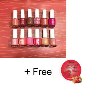 Huda Beauty Nude Nail Polish Set (6 Pcs Random Colors) with Free Nail Polish Remover - Smooth, Fade-Resistant & Professional Manicure Kit (Pack of 2)