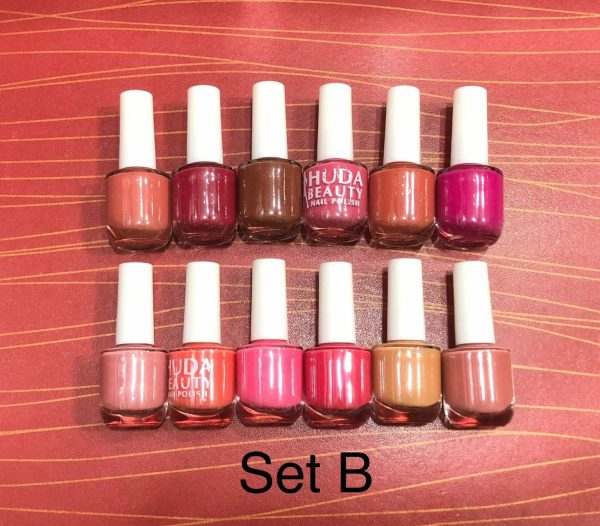 Huda Beauty Nude Nail Polish Set (6 Pcs Random Colors) with Free Nail Polish Remover - Smooth, Fade-Resistant & Professional Manicure Kit (Pack of 2) - Image 3